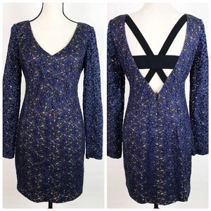 Black Halo Navy Illusion Cocktail Dress